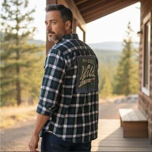 Men's Minnesota Wild Plaid Button Down Shirt - Green and White Custom Made